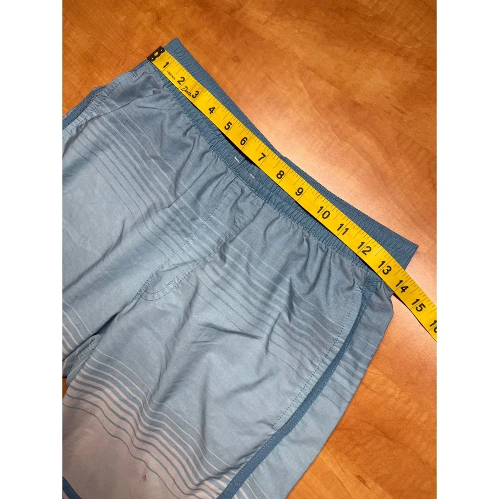 TravisMathew Mens Blue Striped Board Shorts Swim Trunks Elastic Waist Size S